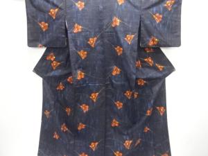 花模様織り出し手織り紬着物